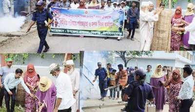 শিবগঞ্জে মশক নিধন দিবসে পরিচ্ছন্নতা অভিযান ও বৃক্ষরোপণ