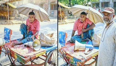ভোলাহাটে অসুস্থ বড় ভাইকে নিয়ে ভিক্ষাবৃত্তি ॥ আয়ের অর্ধেক ভাগাভাগির চুক্তি!